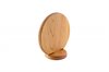 Cherry round wood QR code stand with circular base