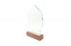 Flamed shaped Crystal award with wood base