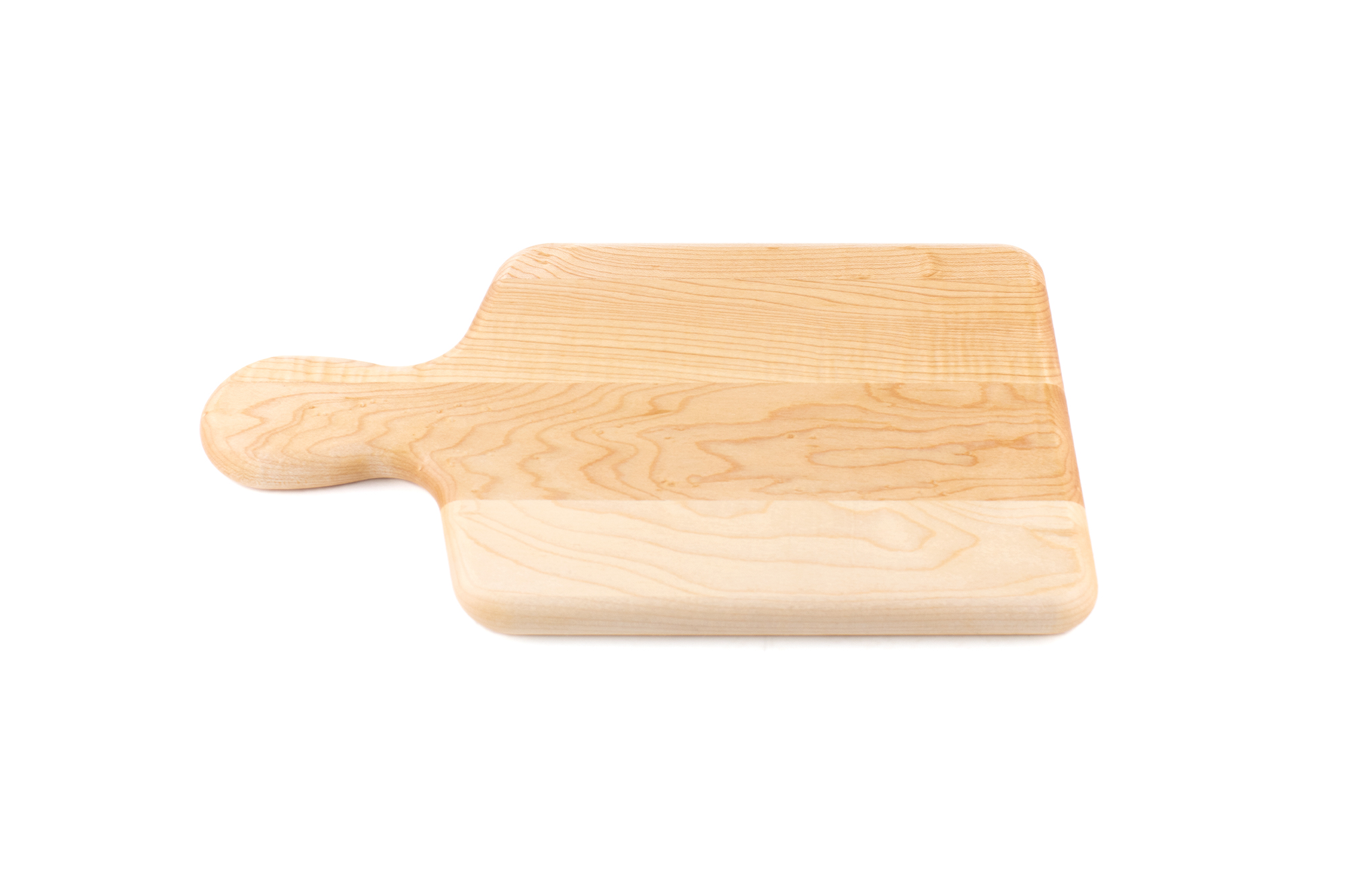Maple wood cutting/serving board with handle and bullnose edges 