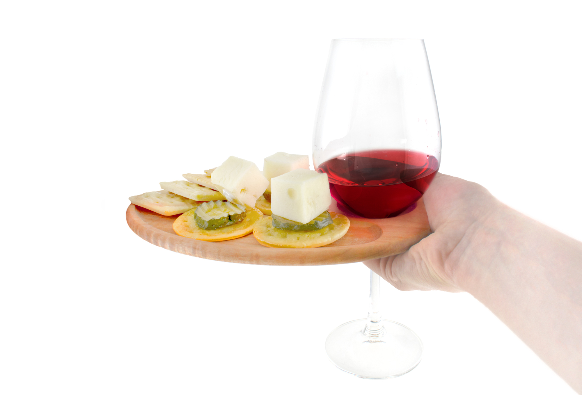 Small serving tray with wine glass holder