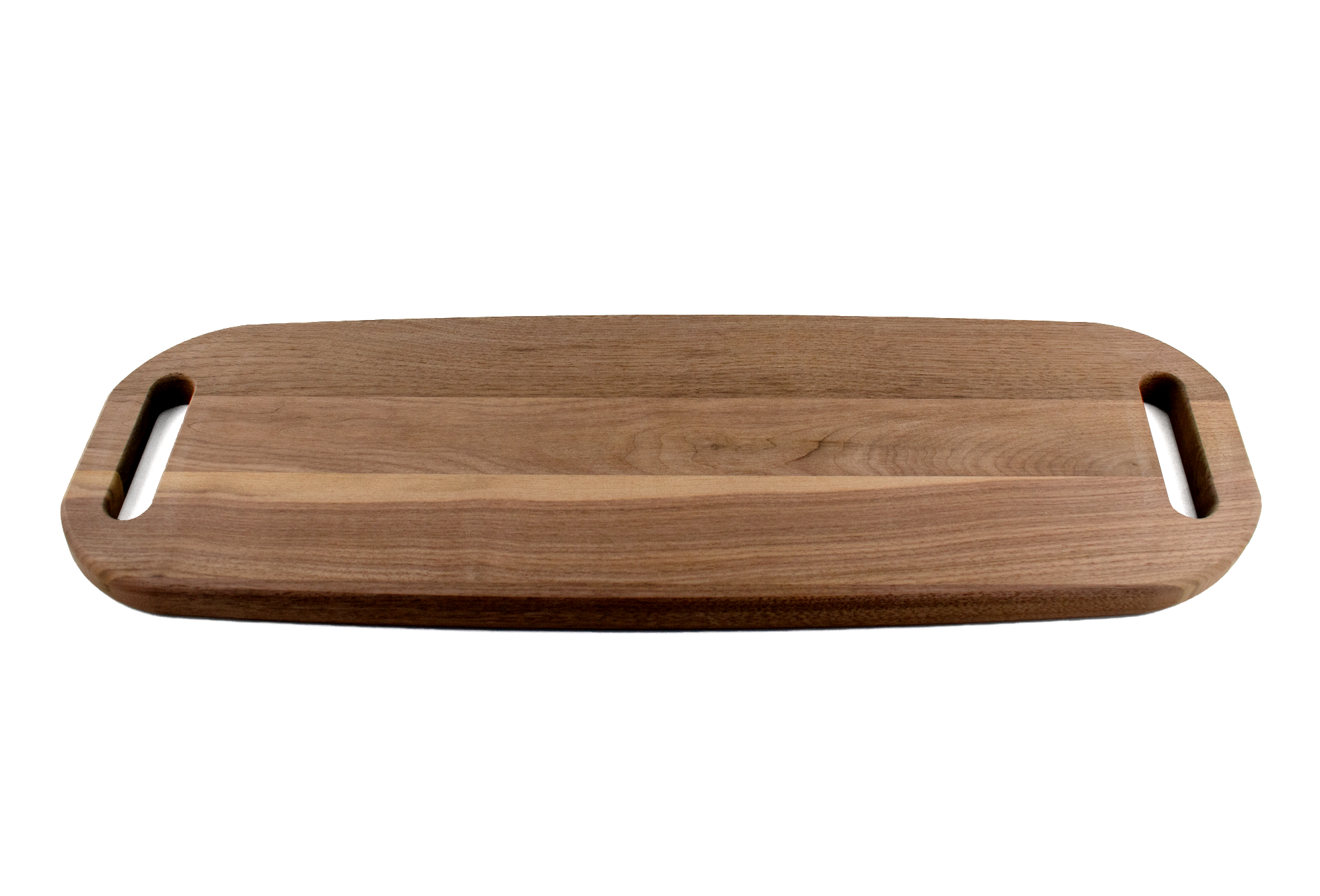 Walnut wood large professional catering charcuterie tray with two handles