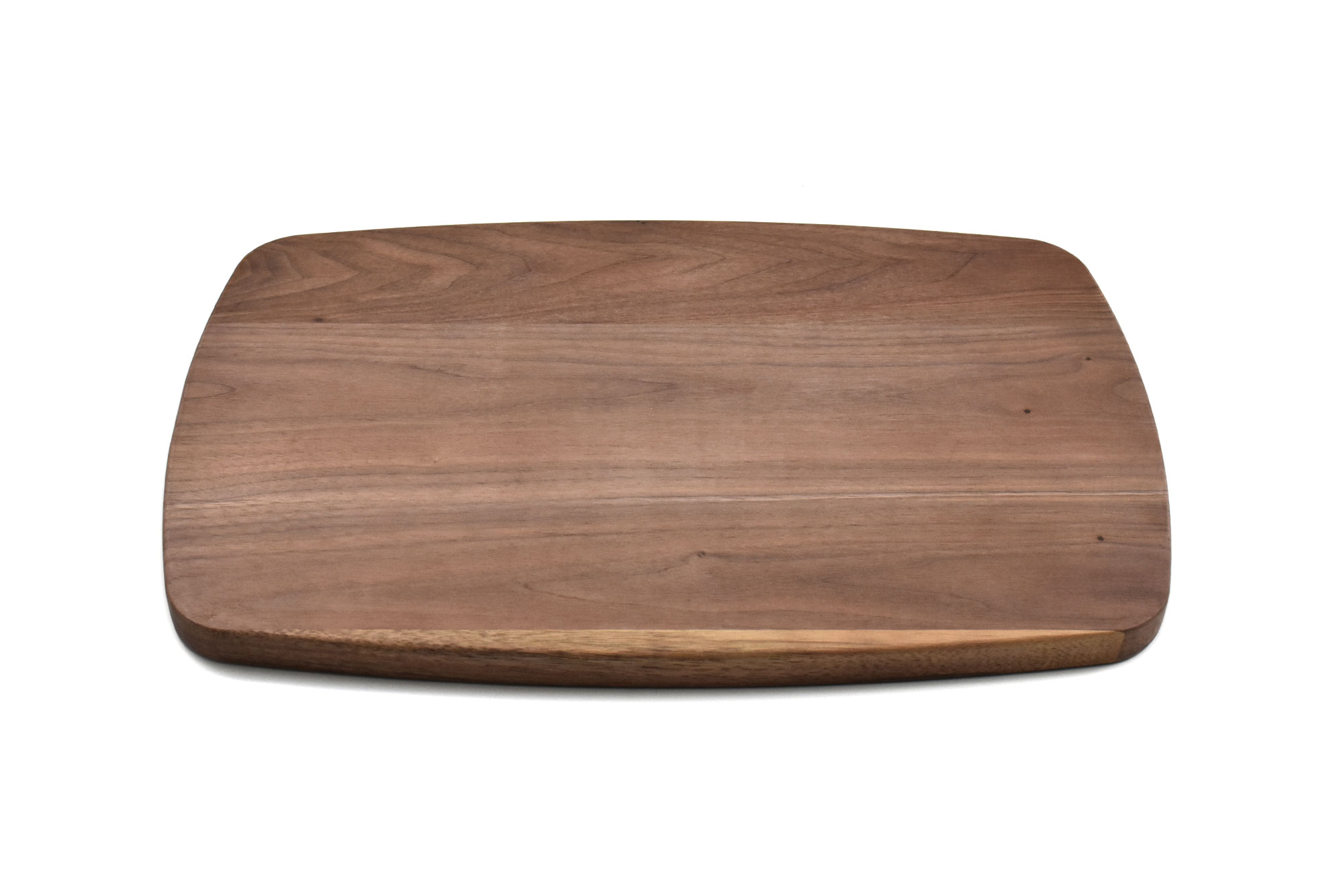 Walnut large rectangular curved cutting board with rounded corners