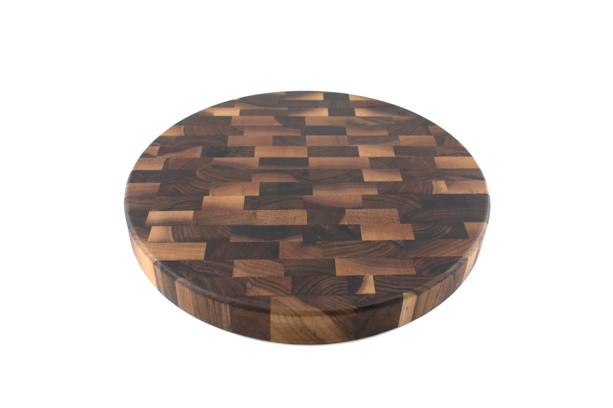 Round walnut end grain butcher board - 13.5
