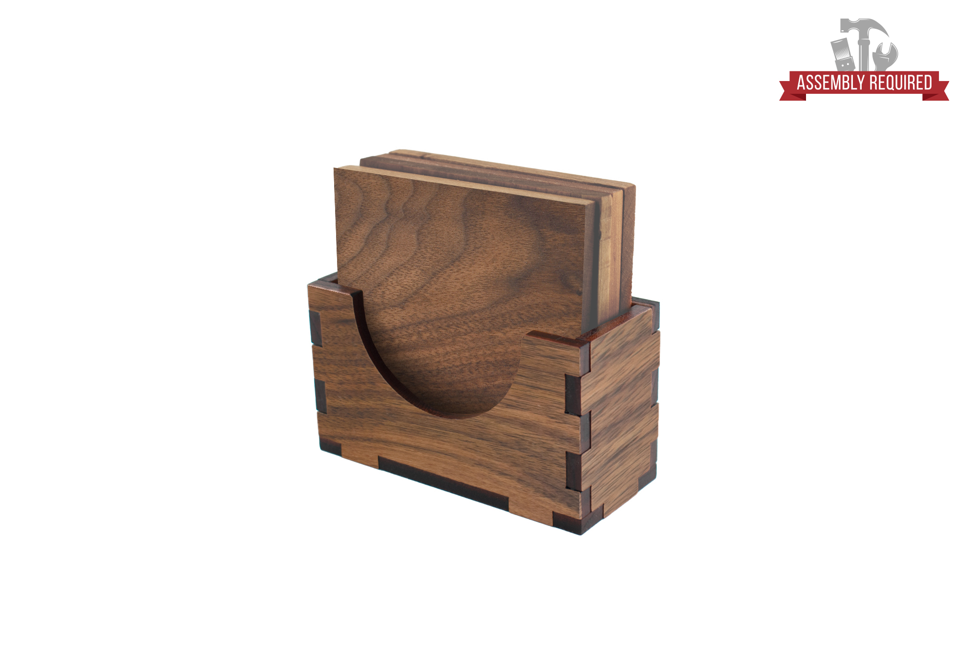 Walnut Traditional Coaster Stand with Coasters