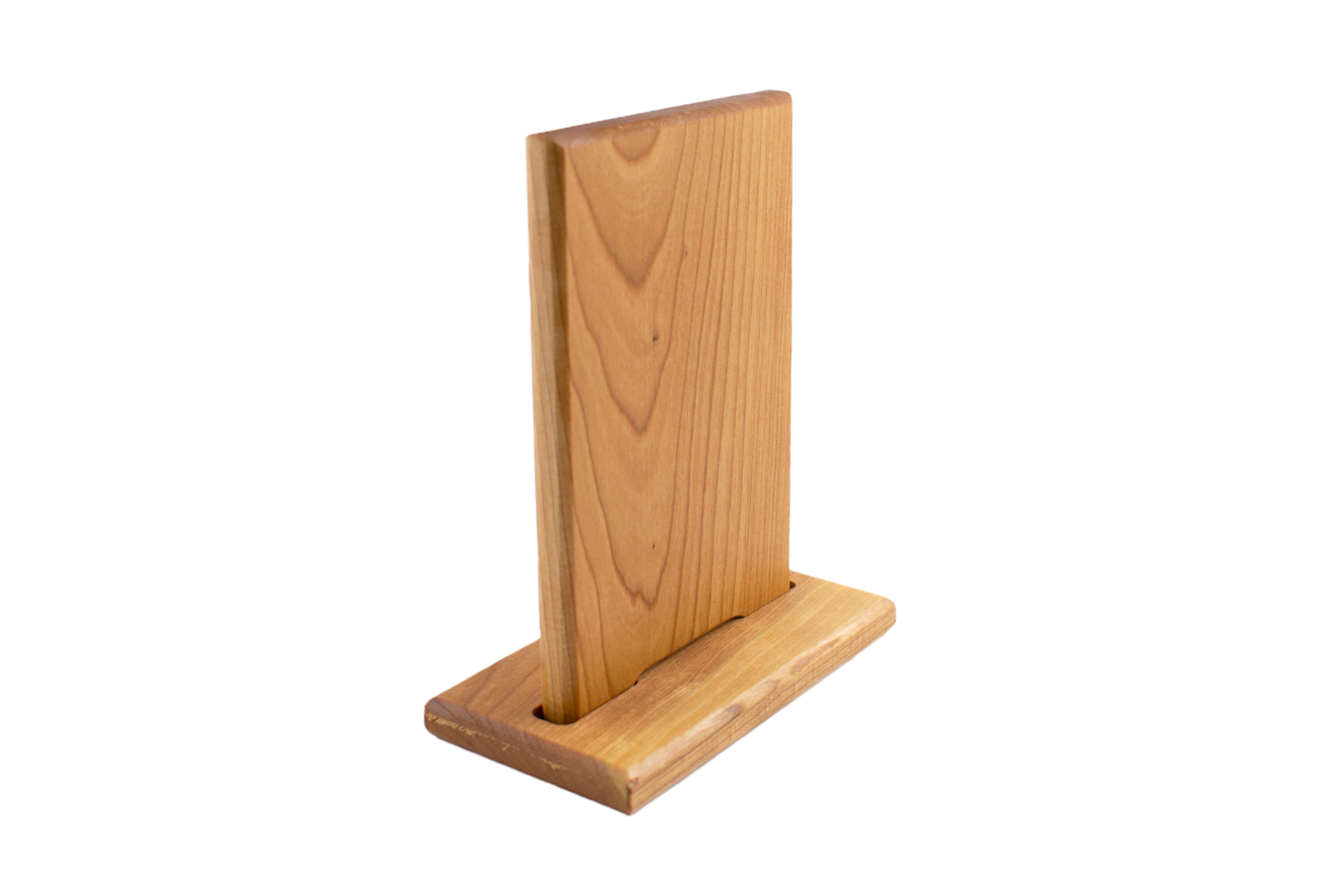 Cherry square wood QR code stand with square base