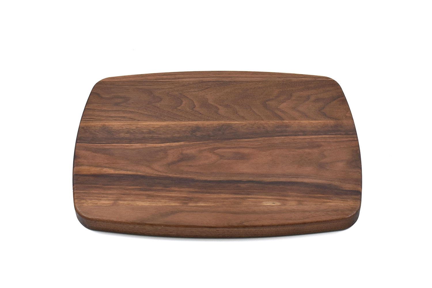 Walnut rectangular curved cutting board with rounded corners