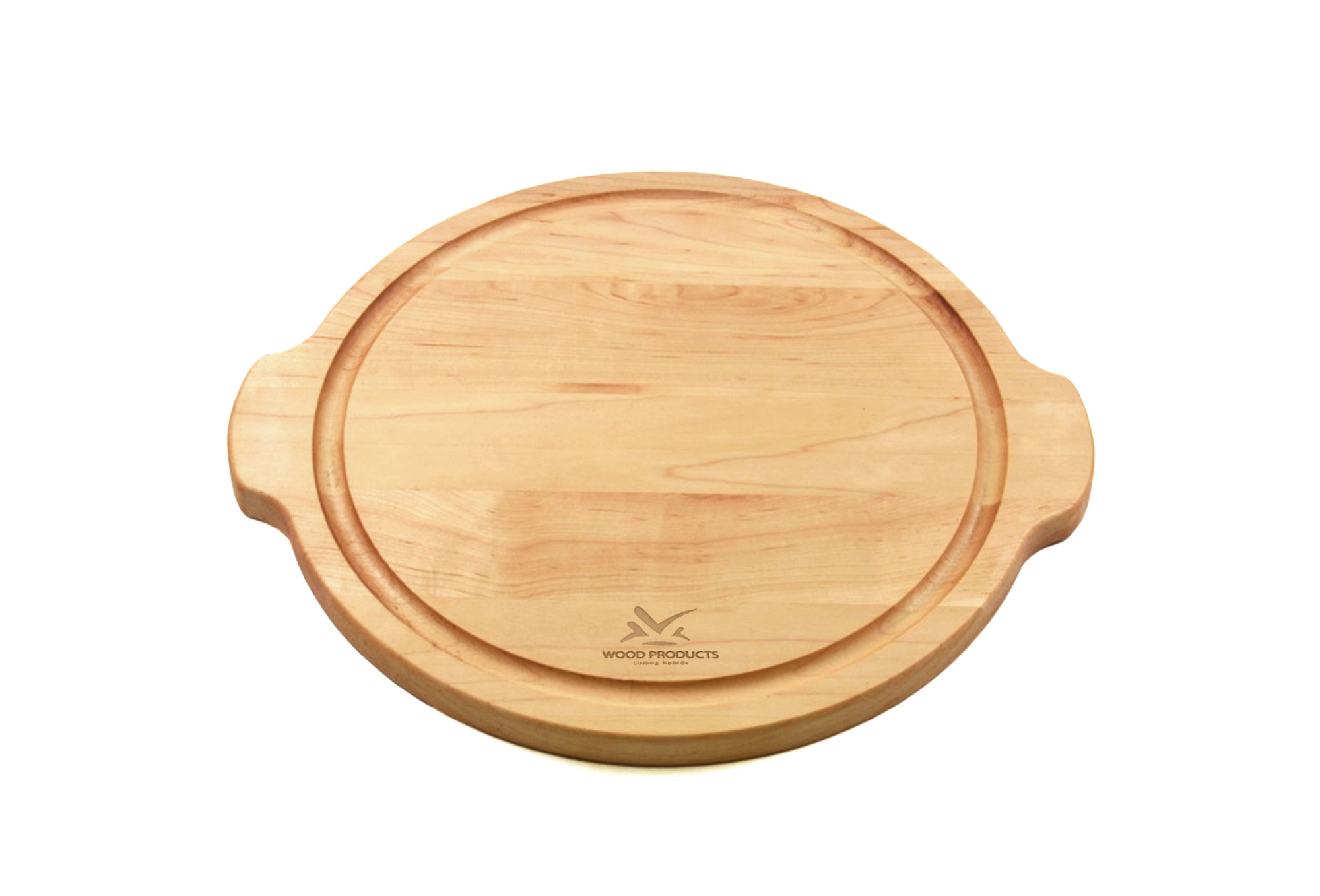 Round Cutting Board with handles & Juice Groove Engraved