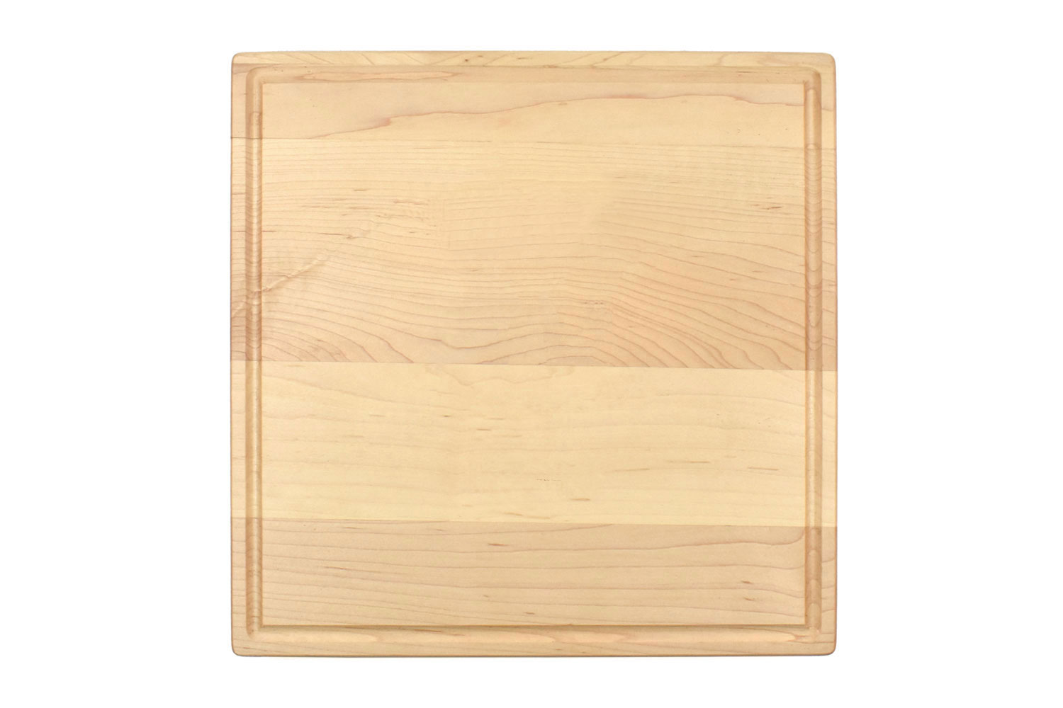 Square maple cutting board with rounded corners & juice groove
