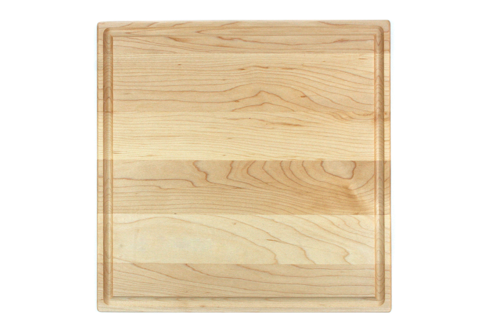 Square maple cutting board with rounded corners & juice groove