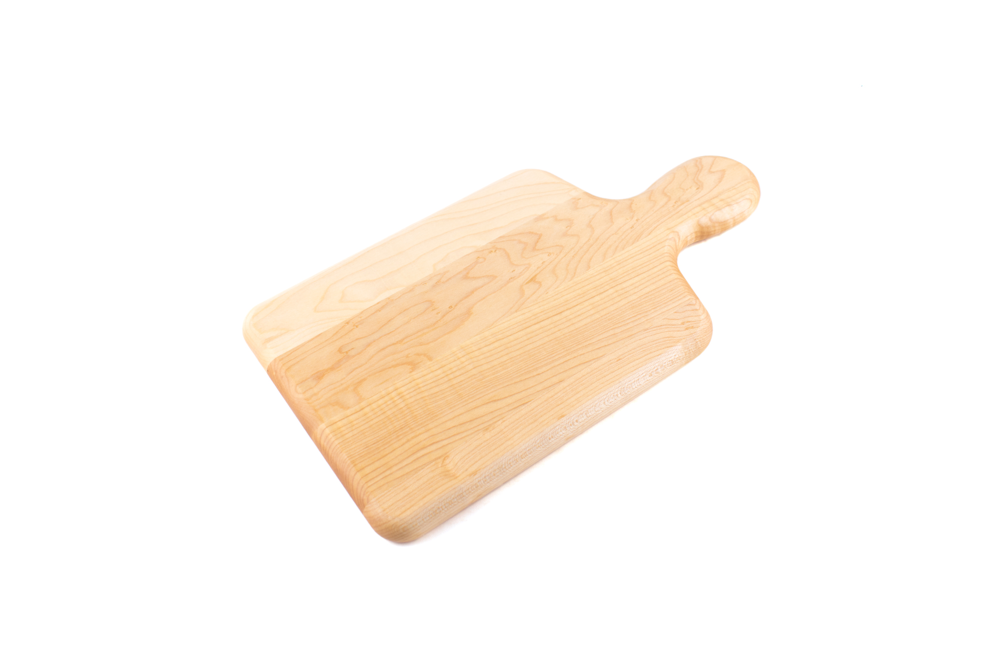Maple wood cutting/serving board with handle and bullnose edges