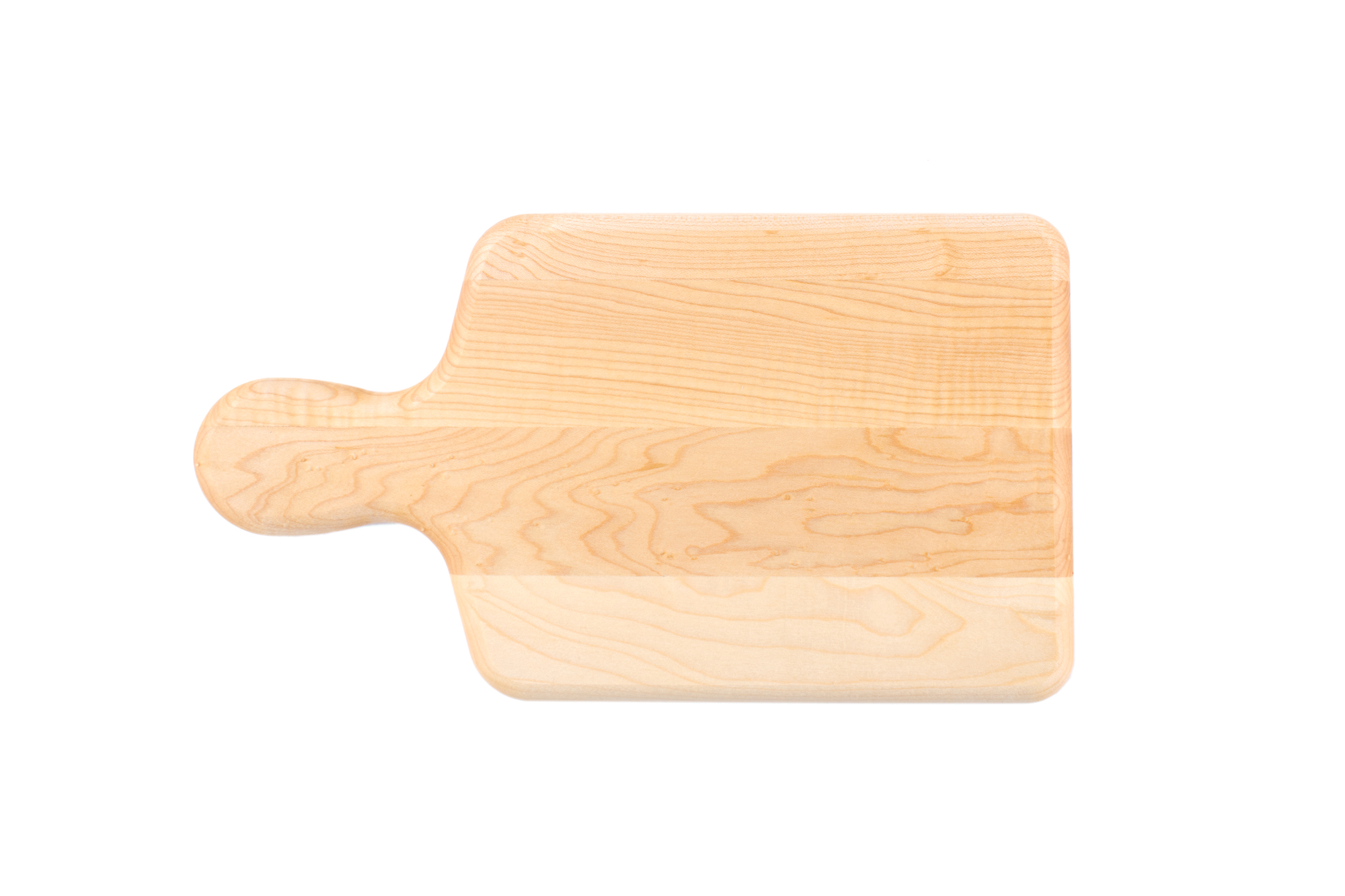 Maple wood cutting/serving board with handle and bullnose edges