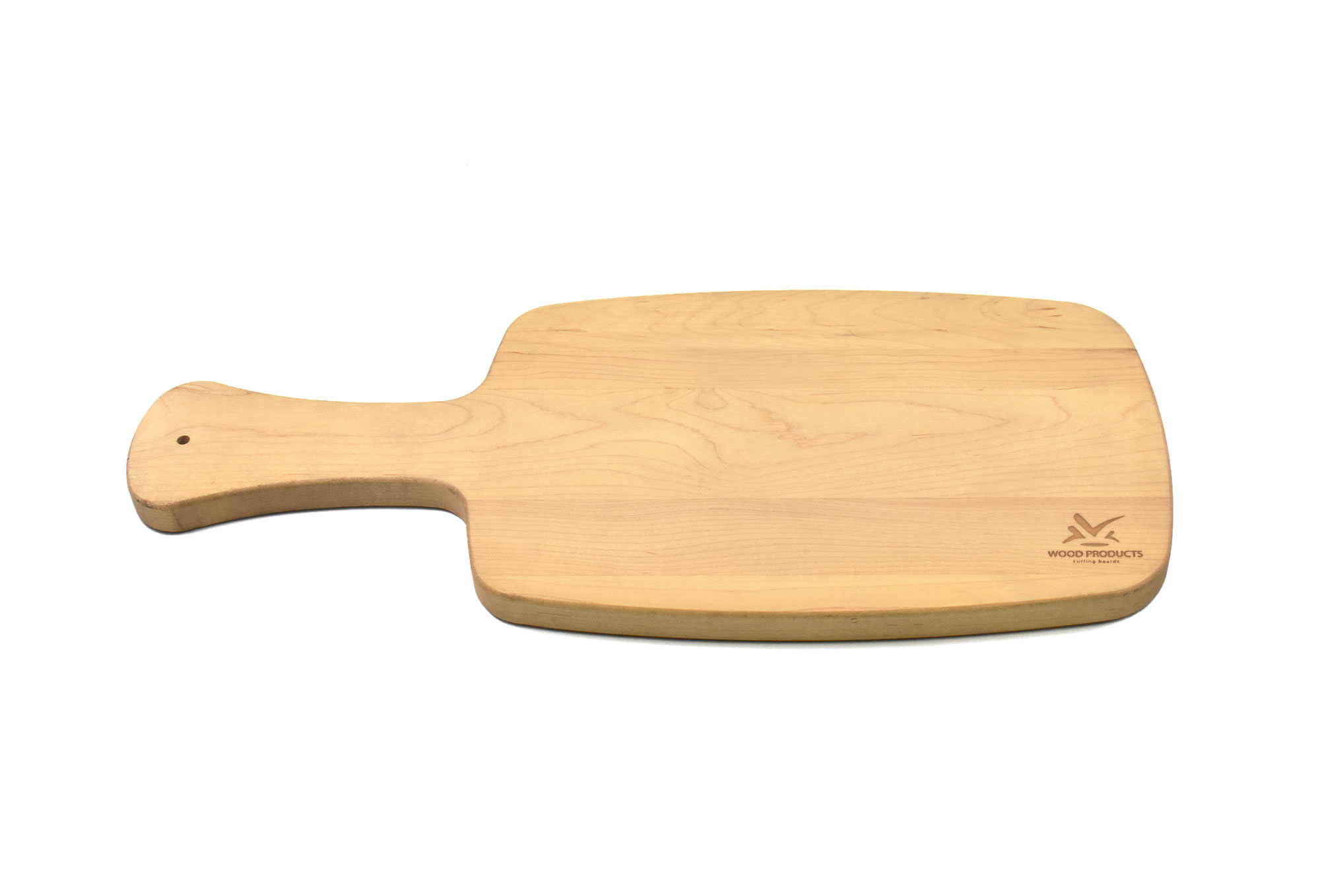 Wood cutting board with handle