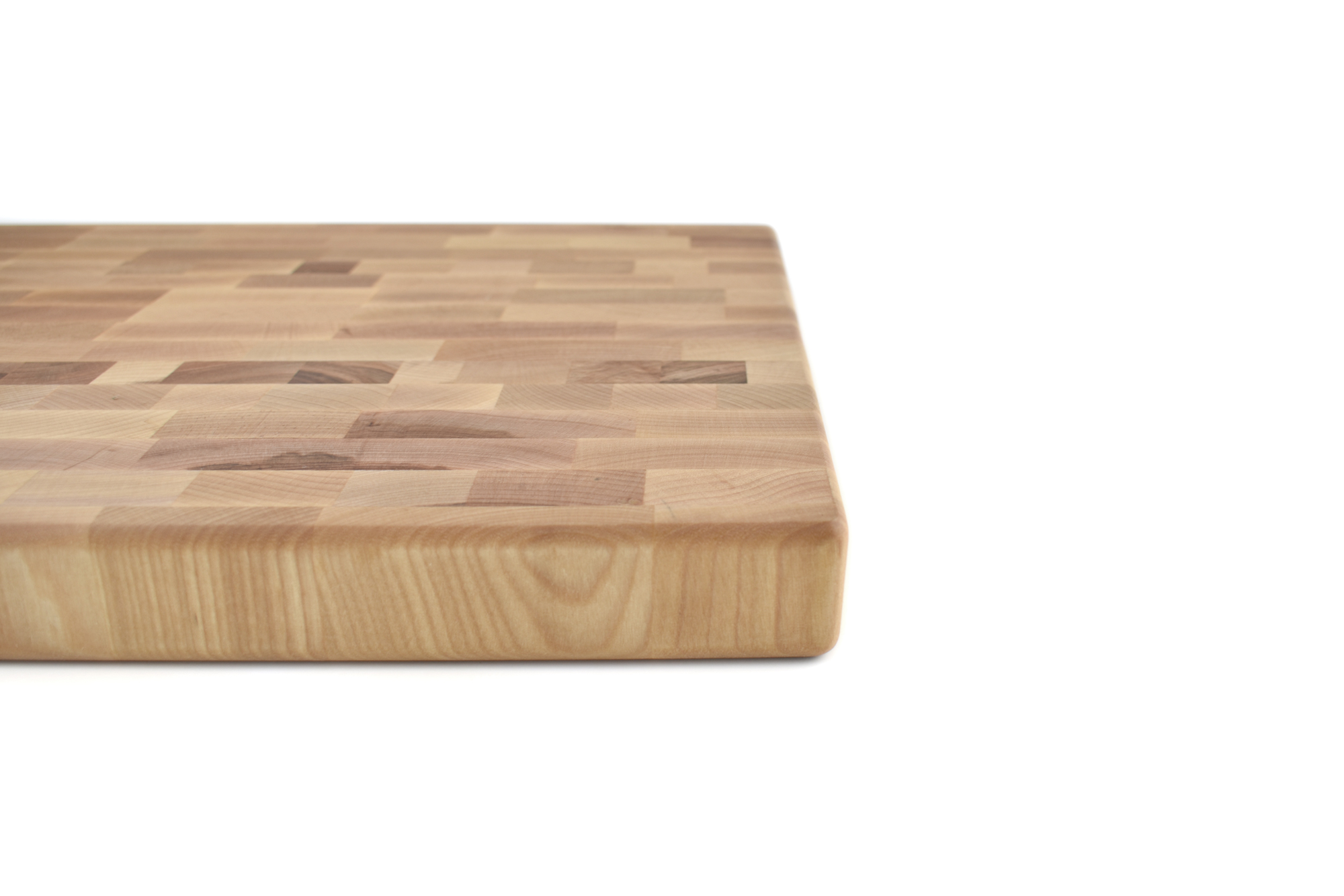 Maple End grain butcher block with side handle indents 