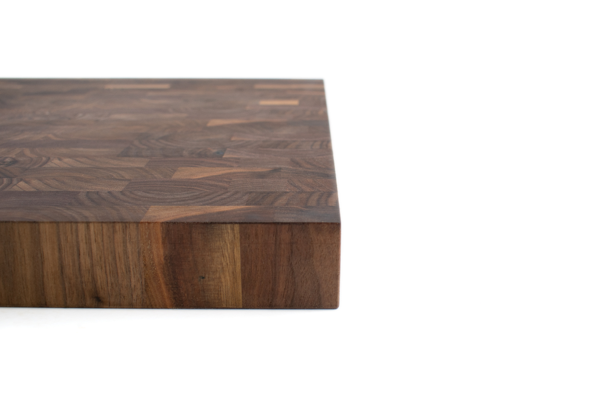 Large Walnut End grain butcher block with side handle indents 