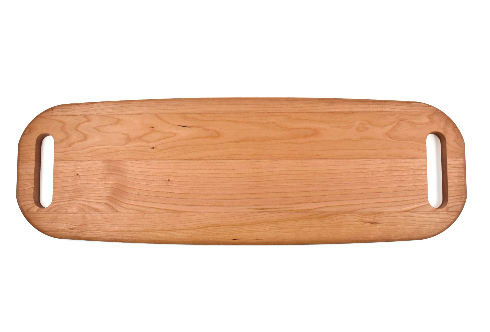 Cherry wood large professional catering charcuterie tray with two handles 