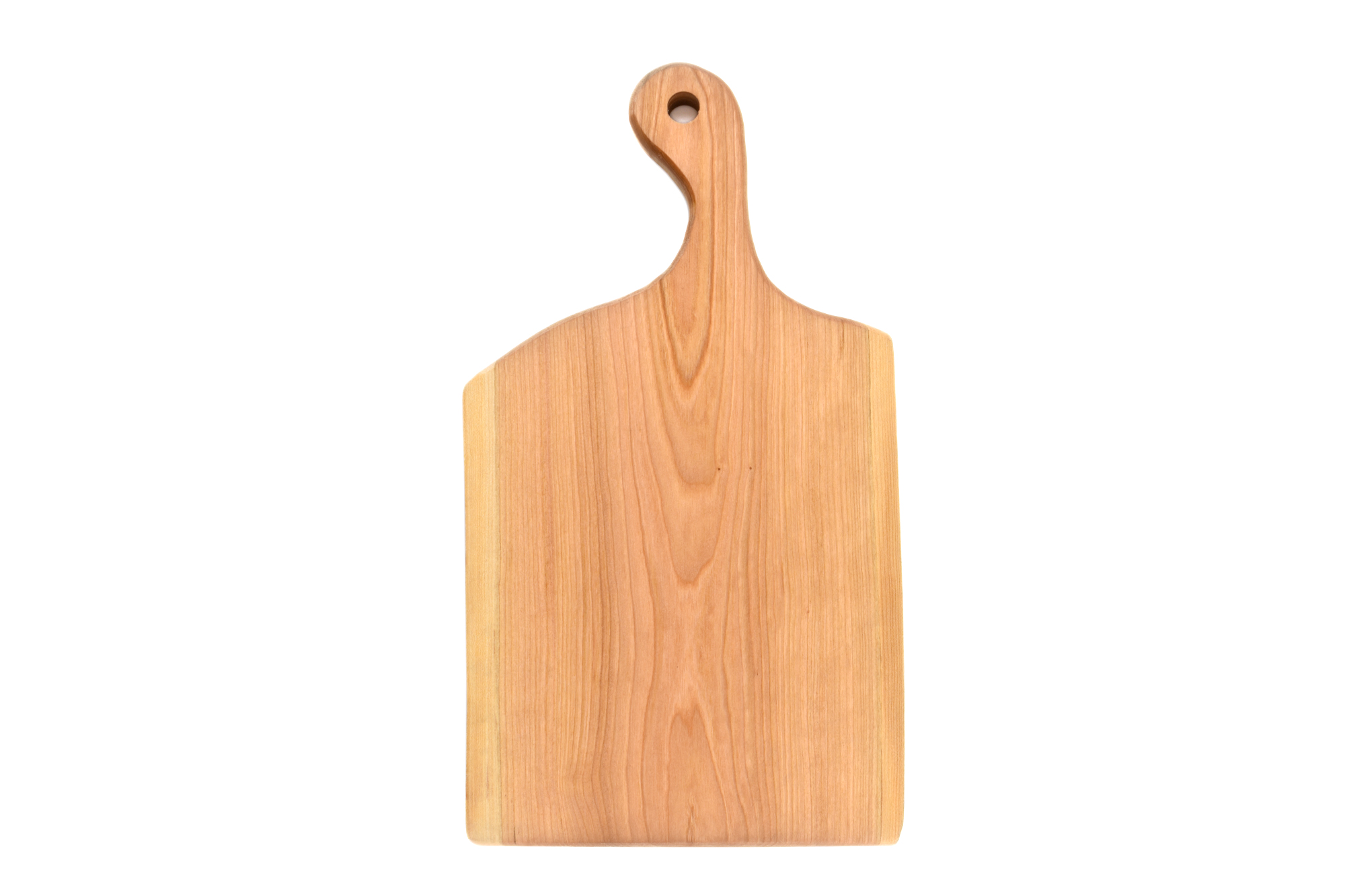 Artisan solid Cherry wood cutting/serving board with curved 4" handle