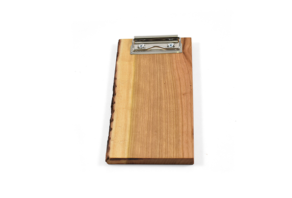 Artisan live edge cherry wood check presenter with nicle clip