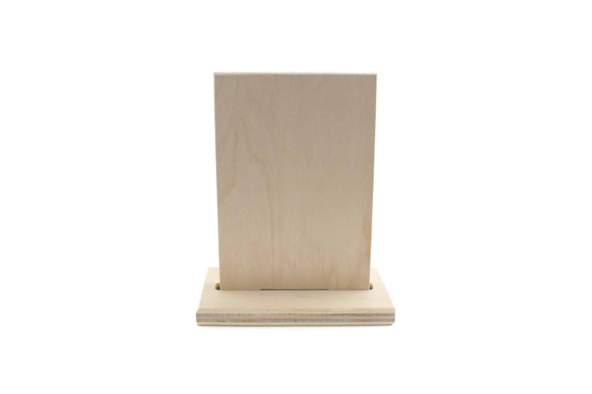 Square wood QR code stand with square base