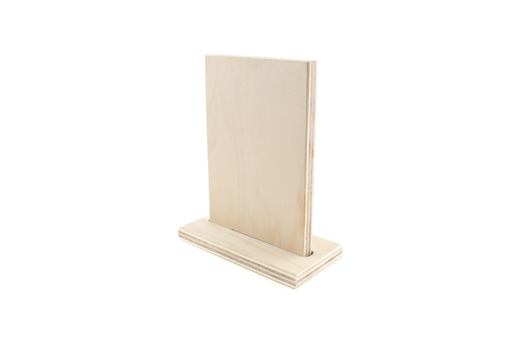 Square wood QR code stand with square base