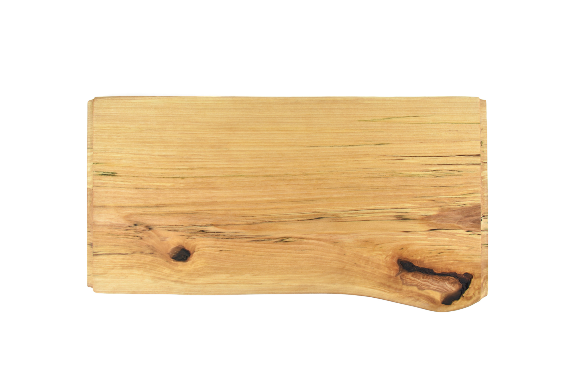 Live edge birch wood serving board with figer grip 