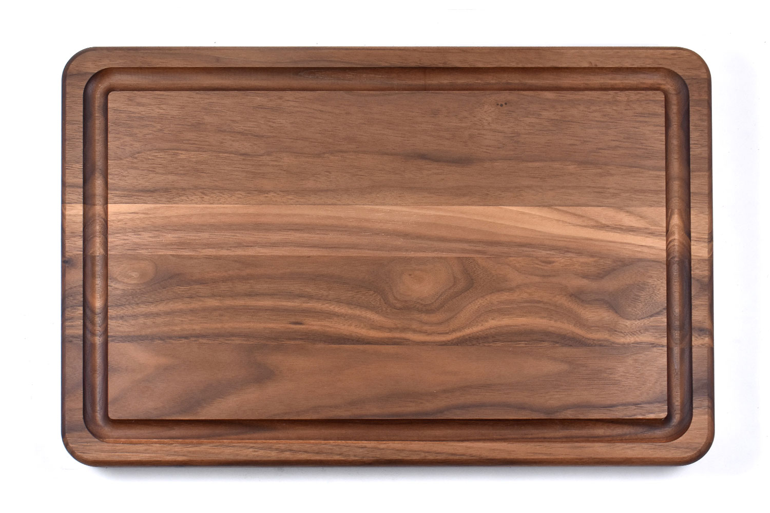 Walnut flat grain butcher board with juice groove 1 1/4" Thick