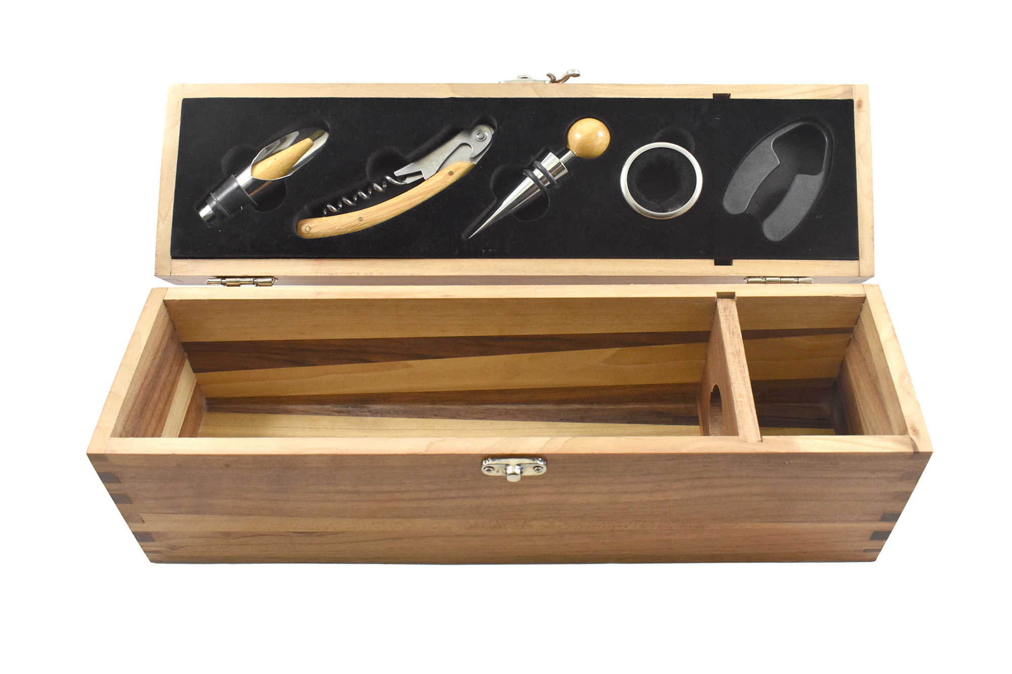 Acacia Wood Wine Box with 5 Accessories
